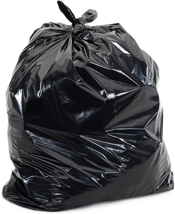 Plasticplace 12-16 Gallon Trash Bags, 1.0 Mil, Black Tall Garbage Can Liners, 24" x 31" (250 Case)