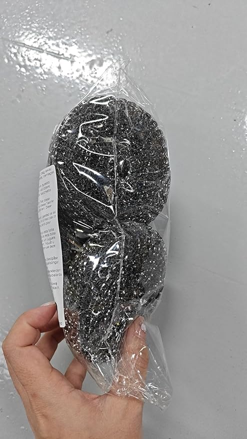 Stainless Steel Wool Scrubber with 2 Replacement Pads - Clean Metal Pans, Pots, Grills & More