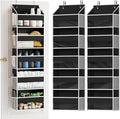 SpaceAid 2 Pack Over The Door Organizer with 5 Large Pockets and 10 Mesh Side Pockets, 5 Layers Door Organizer Hanging with Clear Window for Bedroom, Bathroom, Pantry and Nursery, Black