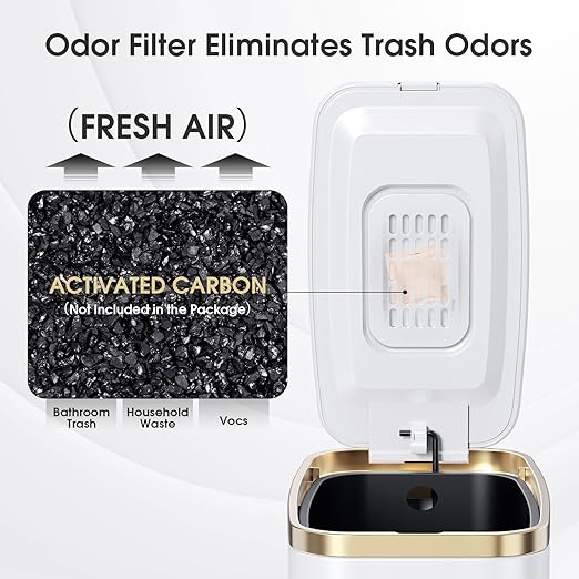 CEROELDA Small Bathroom Trash Can with Lid Soft Close-5L/1.3 Gal Slim Garbage Can-Metal Step Wastebasket-Rectangle Narrow Waste Bin for Office, Bedroom, Toilet, Live Room (White)
