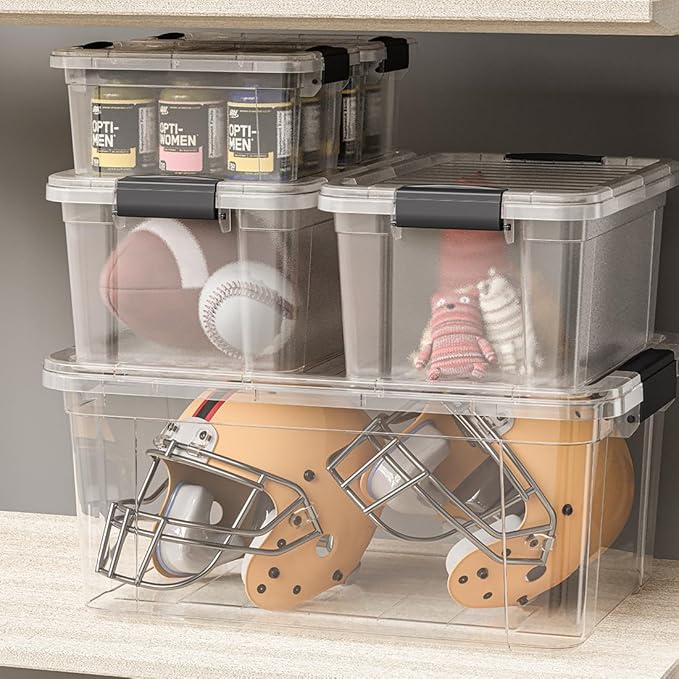 Superio Storage Bins with Lids, Clear Plastic Containers for Organizing, Stackable Totes, BPA Free, Odor Free, Organizer Boxes for Home, and Dorm (2 Pack, 13.7 Qt)