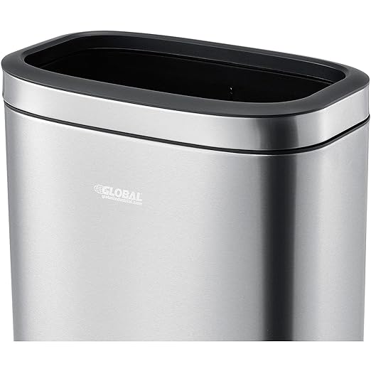 Global Industrial 10-1/2 Gallon Stainless Steel Slim Open Top Receptacle