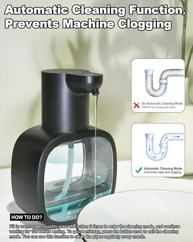 lazycozy® Automatic Soap Dispenser, Touchless Electric Soap Dispenser, 17oz, Rechargeable via USB-C, 4 Dispensing Modes, Wall Mount or Countertop, for Kitchen Sink, Bathroom, Hand, Dish, Black