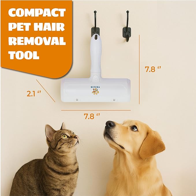Pet Hair Remover and Reusable Lint Roller – Durable Cat and Dog Hair Remover for Furniture, Couch, Carpet, Clothing, Car Seat & Bedding – Portable Multi-Surface Fur Removal Tool(White)