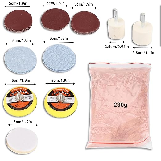 Windshield Scratch Remover Set Glass Polishing Kit Abrasive Discs Polish Pads for Any Windscreen Rear or Side Windows