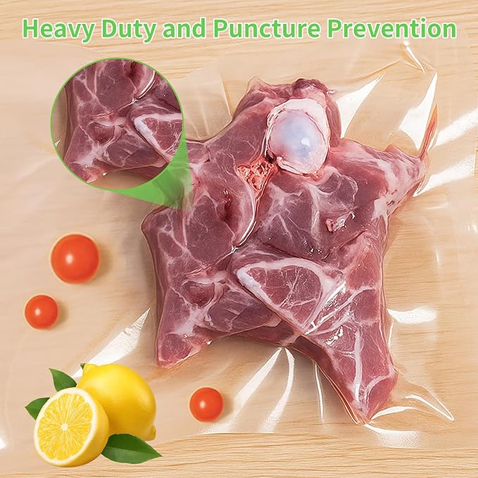 MakMeFre100 Count Vacuum Sealer Bags 50 of Each Size 50 Quart 8"X12"and 50 Gallon11"X16", BPA Free Sous Vide Seal a Meal Commercial Grade Vacuum Seal PreCut Combo Pack Bag
