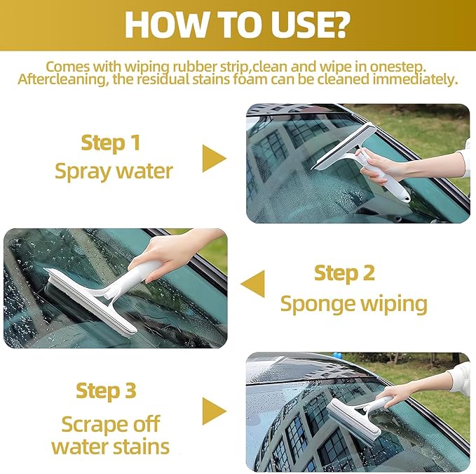 3 in 1 Spray Squeegee, 3 in 1 Window Squeegee Cleaner, Window Squeegee with Spray, WindowSqueegee Cleaner Tool with SprayBottle for Car Home Windows Mirrors, 3 Pcs