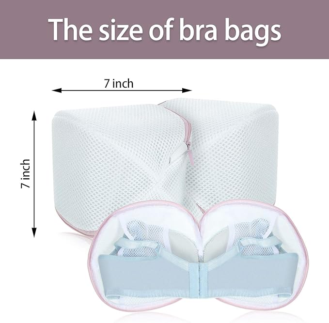 Shappy 6 Pieces Bra Washing Bag for Laundry Mesh Wash Lingerie Underwear Brassiere Washing Bags with Zipper for Women Laundry Storage(7.87 Inch,Pink)