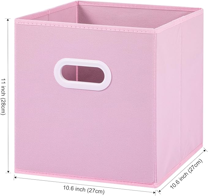 Stero Fabric Storage Cubes Bins, 11 inch Fun Colored Foldable Storage Baskets with Dual Plastic Handle for Home, Kids Room, Closet and Toys Organization, Multi Colored, Set of 6