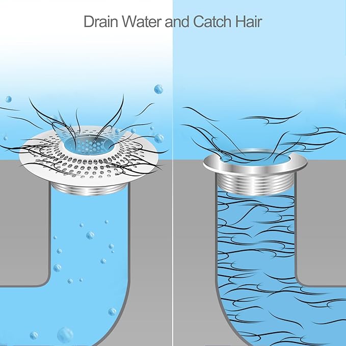 LEKEYE Shower Drain Hair Catcher/Bathroom Drain Cover/Bathtub Drain Strainer/Shower Stall Drain Protector(Pearl Chrome)