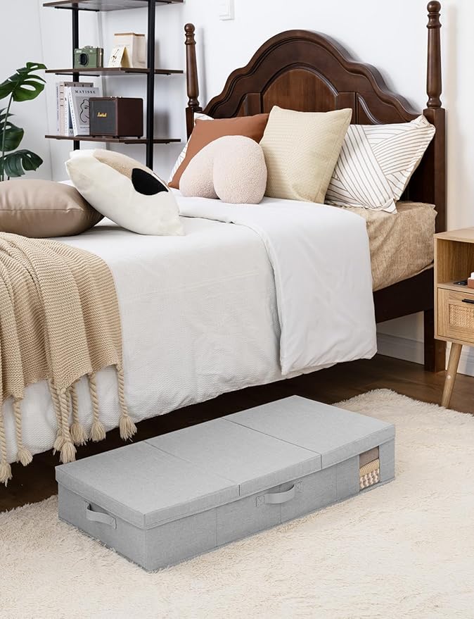 StorageWorks 2-Pack Large Under Bed Storage Bins with Lids, Underbed Storage Containers with Handles and Label Holder, Closet Organizer for Clothes, Blankets, Sweater