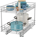 ROOMTEC Pull Out Cabinet Organizer, Kitchen Cabinet Organizer and Storage 2-Tier Cabinet Pull Out Shelves for Kitchen,Under Sink Organizers and Storage 17" W x 21" D Chrome