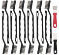 12 Pcs Mini Stainless Steel Wire Brush Set, Wire Scratch Brush with Curved Handle, Cleaning Weld Slag and Rust