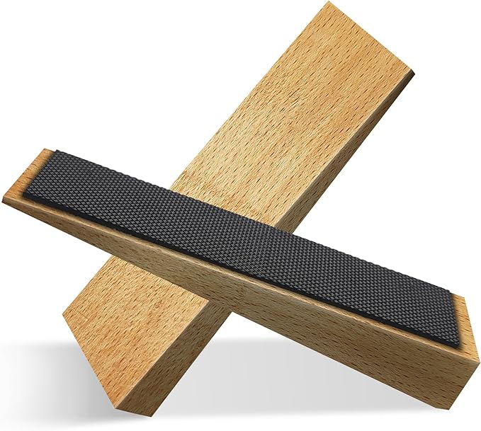 2 Pack Wooden Door Stop - Non-Slip Door Stoppers for Floor - Door Wedges for All Door Types and Surfaces - Each Door Stopper 0.6inch Thick, 4.7inch Long with Rubber
