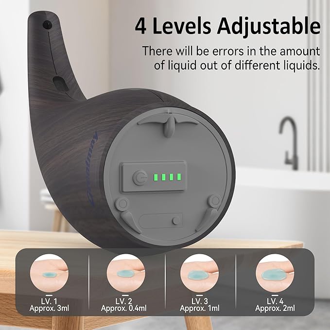 Adjustable Automatic Soap Dispenser Touchless, 4 Adjustable Levels Touchless Sensor Liquid Soap Pump Dispenser，300ml Rechargeable Magnetic Charging Hand Soap Dispenser for Kitchen，Bathroom