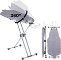 Dazzl 360° Dual-Sided Iron Board - Torso-Shaped Ironing Board Full Size with 8-Level Adjustable Height, Rotatable & Detachable Iron Holder, Garment Clips - HDPE Heat-Resistant Surface