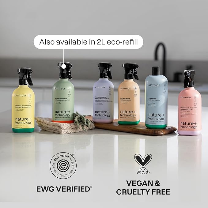 ATTITUDE Kitchen Cleaner Spray, Natural Origin Ingredients, EWG Verified, Cleans and Degreases, Streak-Less, Lavender & Rosemary, 26 Fl Oz (Pack of 3)