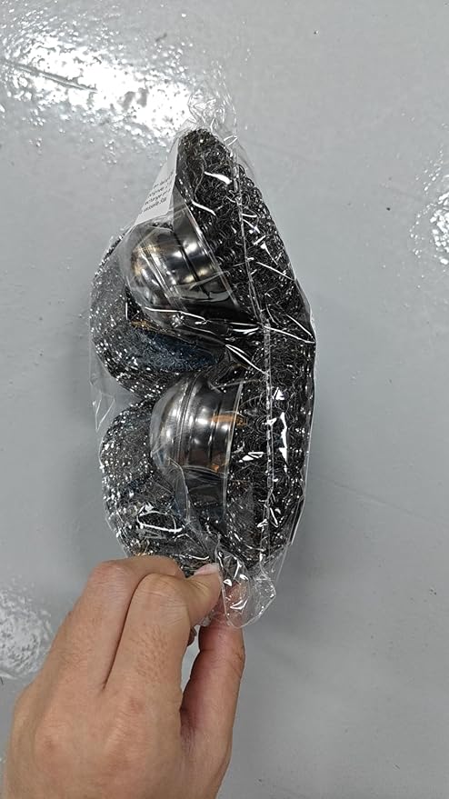 Stainless Steel Wool Scrubber with 2 Replacement Pads - Clean Metal Pans, Pots, Grills & More