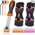 6PCS Razor Blade Scraper Tool, 3Pack Razor Scraper Set with Extra 40Pcs Blades and 3Pcs Wire Brush Set, Glass Top Stove Scraper, Paint Scraper, Cleaning Scraper Tool for Windows, Glass, Sticker