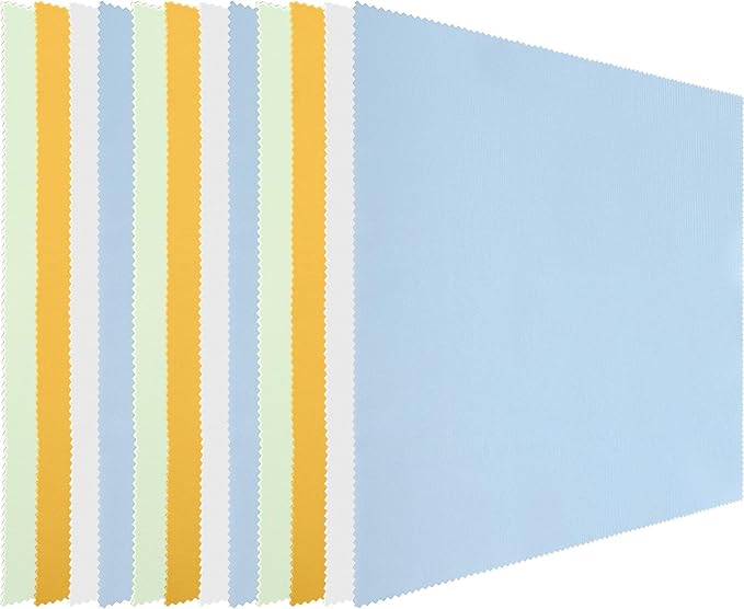 Frienda 12 Pack Large Microfiber Glass Cleaning Cloths 12 x 12 Inch Oversized Sunglasses Cleaning Cloths for Electronics Glasses Screens and Lenses (Green, Yellow, Blue, Light Gray)