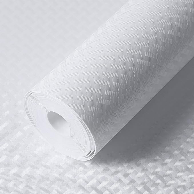 Shelf Liners for Kitchen Cabinets Refrigerator Liners Waterproof & Oil-Proof Kitchen Cupboard Liner Non-Slip Drawer Mats EVA Material Non Adhesive Fridge Liner for Shelves-White 23.6 x 236.2 Inches