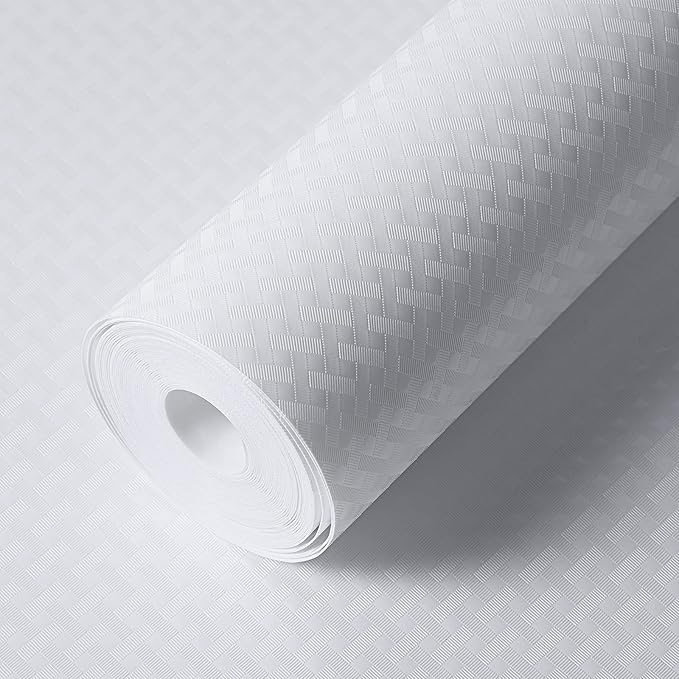 White Shelf Liner Kitchen Cabinet Liners Refrigerator Liners Waterproof & Oil-Proof Cupboard Liner Drawer Mats EVA Material Non Adhesive Fridge Liner 23.6 x 78.7 Inch