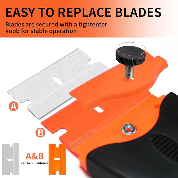 Razor Blade Scraper Tool,2 Pack Razor Scrapers with Extra 50Pcs Blades and 3pcs Wire Brushes Set,Glass Top Stove Scraper,Scraper Tool,Paint Scraper,Glass Scraper,Cleaning Tools for Oven, Cooktop