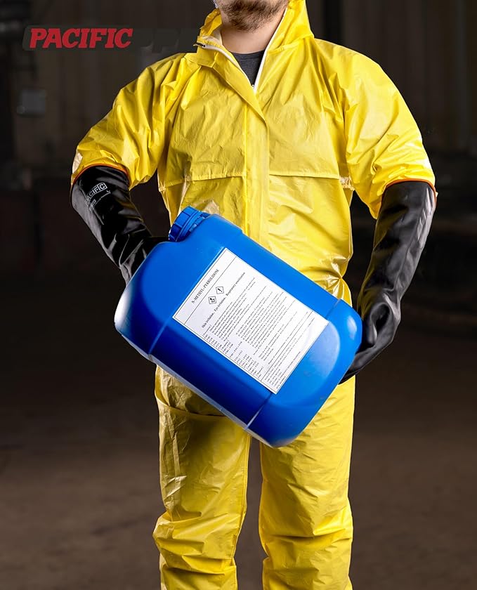 PACIFIC PPE Heavy Duty Latex Chemical Gloves, Strong Acid Resistance Rubber Gloves, Against Alkali and Oil, 18"