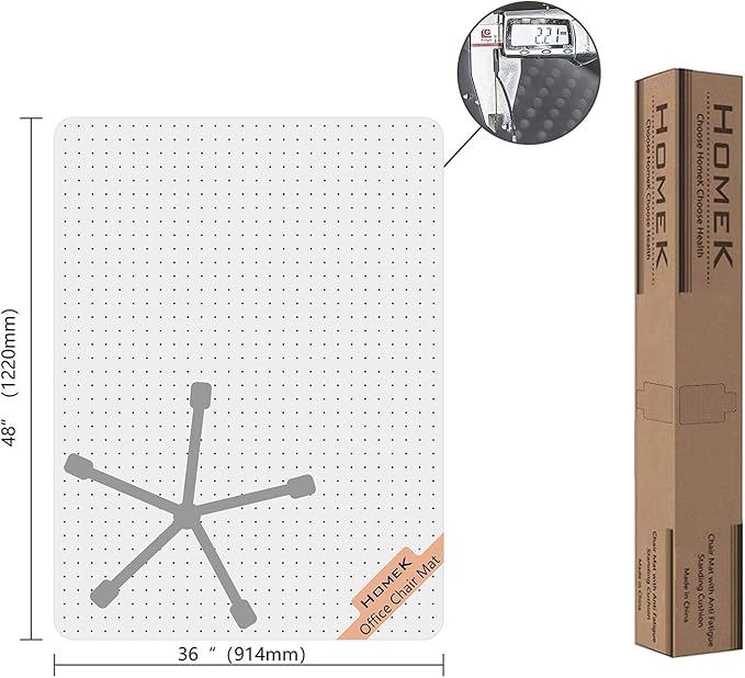 Office Chair Mat for Low Pile Carpet, 48” x 36” Transparent Office Desk Chair Mat for Carpeted Floors, Studded Carpet Floors Protector Mat for Home & Offices