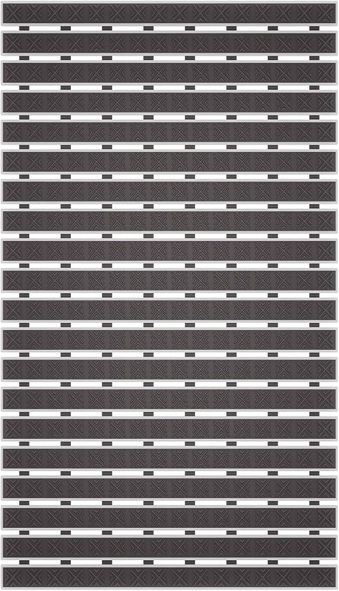 Matace Non Slip Rubber Bathtub & Shower Mat with Suction Cups, Thick Textured Surface, Fast Drain and Upright Drying Design, No Pooling Water for Better Hygiene, 27 x 16 Inch, Dark Gray