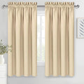 DWCN Beige Curtains for Bedroom Thermal Insulated Room Darkening Drapes for Living Room Rod Pocket Light Blocking Solid Window Treatment, W 42 x L 63 Inch, 2 Panels, Beige