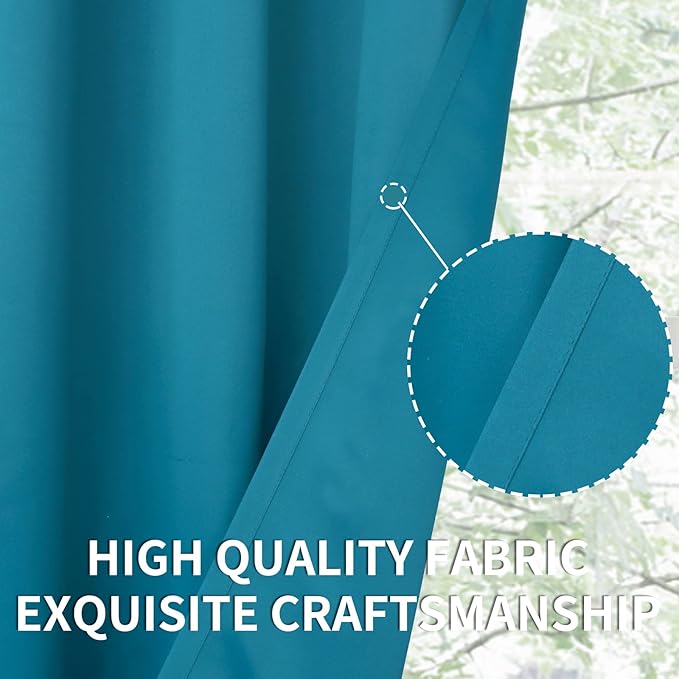 BGment Peacockblue Blackout Curtains for Bedroom 63 Inch Length 2 Panels - Thermal Insulated Window Drapes with Rod Pocket Room Darkening for Living Room, 42 x 63 Inch