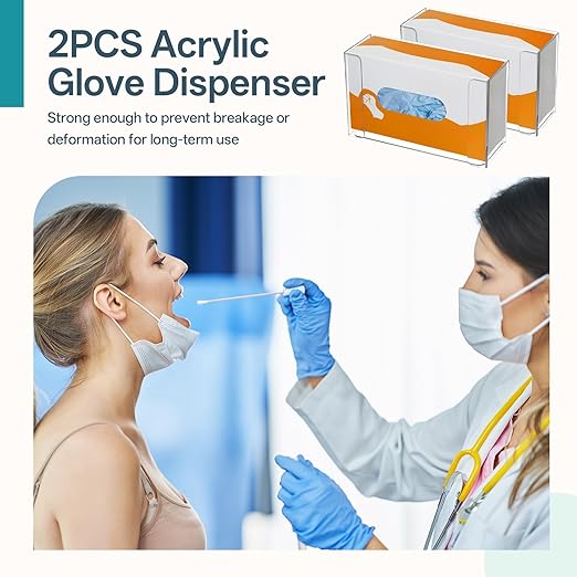 2 Packs Acrylic Glove Holder for Wall Mount, Clear Gloves Box Holders Glove Dispenser Wall Mounted Tissue Box Holder Reusable Kitchen Rack for Gloves Tissue Boxes