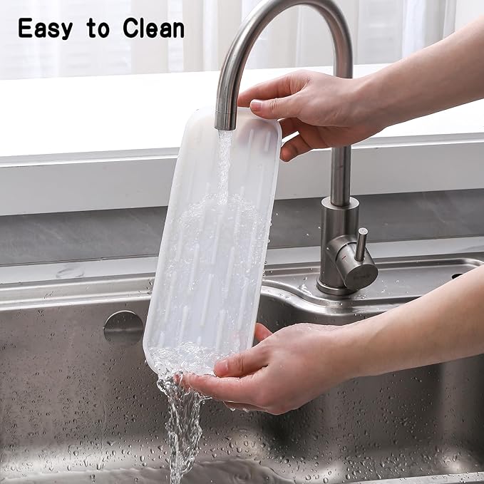 Silicone Kitchen Sink Organizer Tray for Multiple Usage,Easy Clean Sponges Holder for Kitchen Bathroom Counter or Sink,Dish Soap Dispenser,Scrubber,Bottle,Cup Translucent 12" x 4”