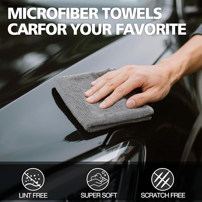 Microfiber Cleaning Cloth 12 Pack, 12.6 x 12.6 inch Microfiber Towels for Cars, High Performance Ultra Absorbent Car Washing Cloth, Lint Free Streak Free Cleaning Rags, 1200 Washes
