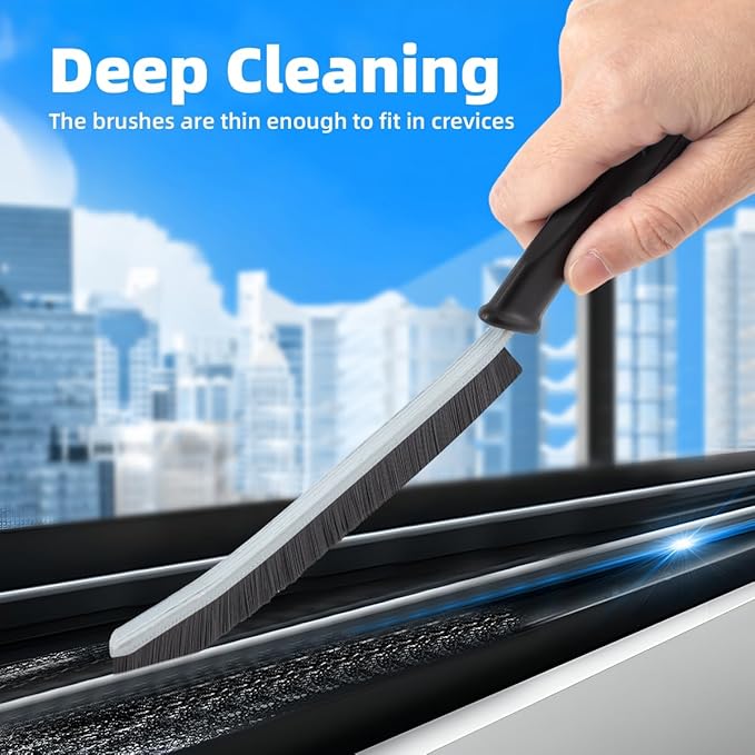Hard Bristle Crevice Cleaning Brush-Thin Gap Scrub Brush, Small Cleaning Brush, Grout Brush, Kitchen Brush, Cleaning Tools for Toilet, Bathroom, Sink, Home, Household, Window (6, Orange)