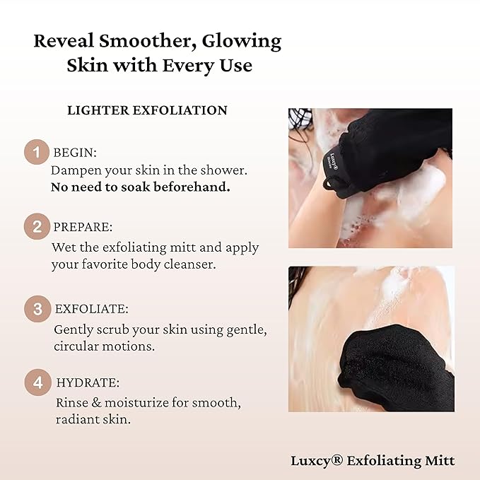 Premium Korean Exfoliating Mitt & Body Scrubber Glove, Viscose Fiber Dead Skin Remover for Smooth, Radiant Skin, Shower Skincare, Keratosis Pilaris Treatment & Self-Tan Prep (1 Pack)