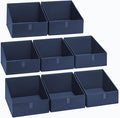 DIMJ Closet Storage Bins 8 Pack - Fabric Trapezoid Organizer Bin, Foldable Storage Baskets for Shelves, Closet Shelf Organizer, Clothing Storage Box for Toys, Books, Towel, Clothes,Navy Blue
