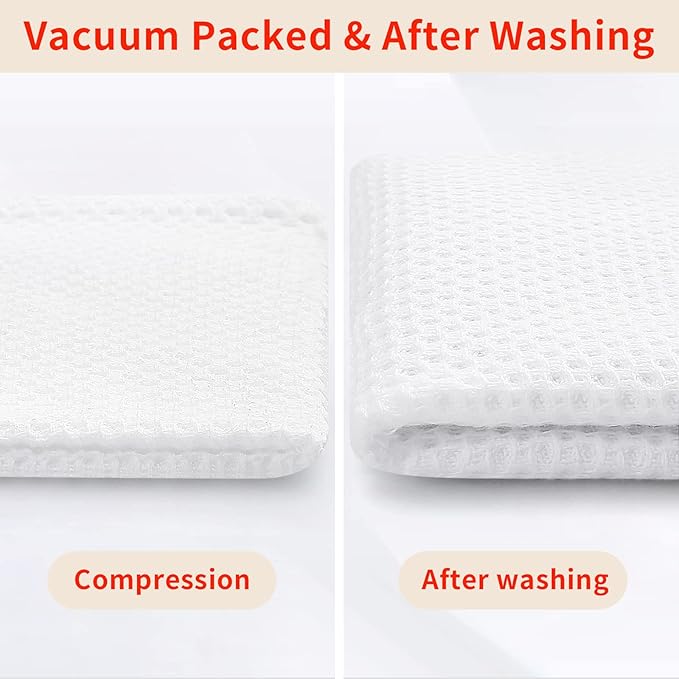 Homaxy 100% Cotton Waffle Weave Kitchen Dish Cloths, Ultra Soft Absorbent Quick Drying Dish Towels, 12 x 12 Inches, 18-Pack, White