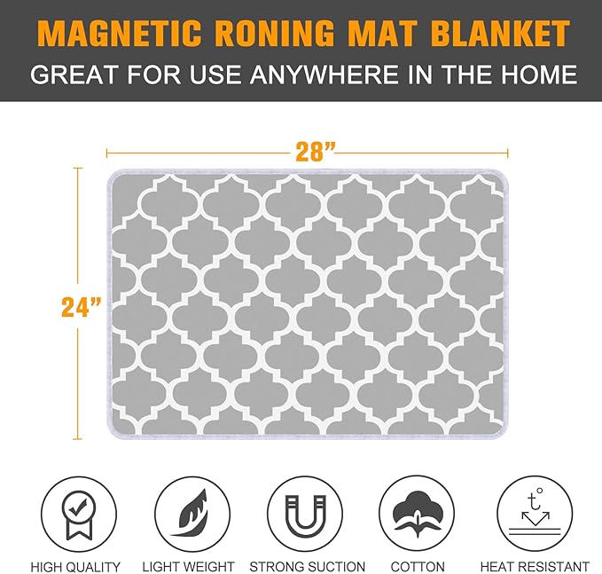 Ironing Mat, Portable Ironing Pad, 28 x 24 inch Ironing Mat for Table Top of Washer, Dryer, Table Top, Countertop, Silincoe Coating and Scorch Resistant