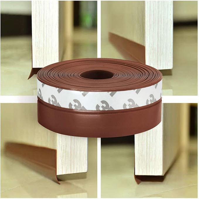 TAROSE Weather Stripping, Silicone Door Seal Strip Door, Window, 16 Feet Long, Reddish Brown (Width 45mm)