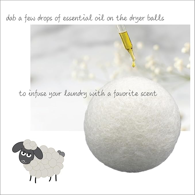 Three by Three Seattle Felt·Like·it!™ Wool Dryer Balls + Storage Bin: Reduce Drying Time, Static Cling, and Energy Use | Natural Alternative to Fabric Softeners (Pack of 6)