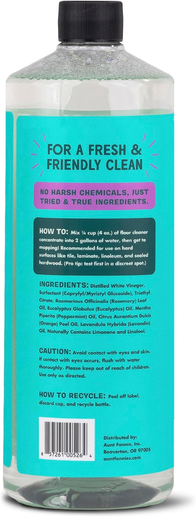 Aunt Fannie's Ultra Concentrated Floor Cleaner Vinegar Wash, Multi-Surface Solution Mopping, Makes 16 Gallons, Lavender Scent, 32 oz. (Pack of 6)