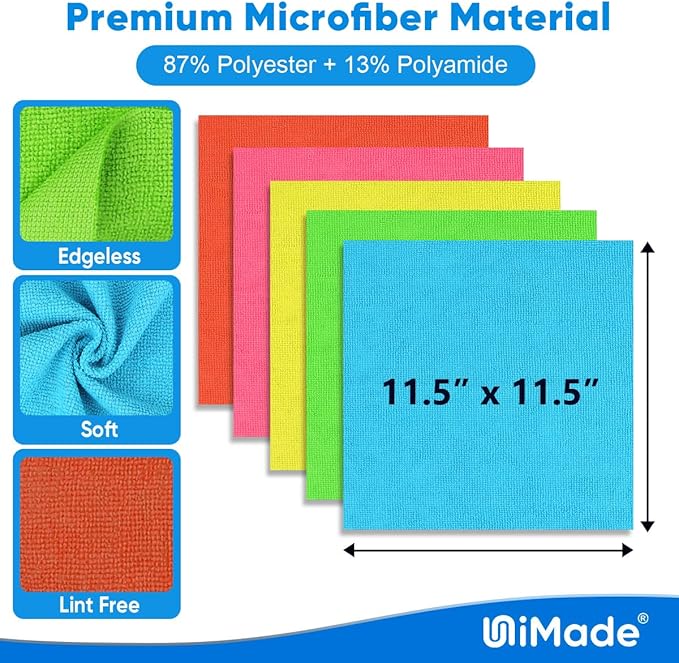 Microfiber Cleaning Cloth, 150PK Reusable Shop Rags Bulk Microfiber Cleansing Cloth Lint Free Cleaning-Towel for Car Kitchen Automotive Bar Mechanic Restaurant Garage,11.5"x11.5",Multicolor