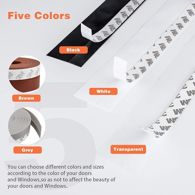 26 Feet Silicone Seal Strip, Transparent, 35MM - Door & Window Seal, Draft Stopper Adhesive Tape for Doors, Windows & Shower Glass Gaps