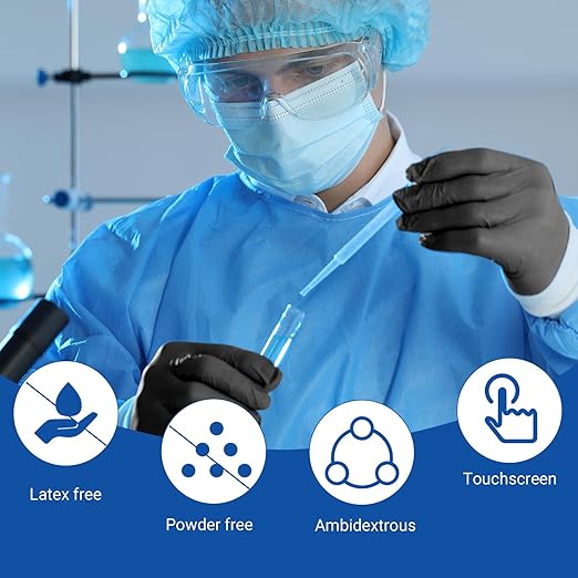 JMU Medical Nitrile Exam Gloves XL, 2000 Count, 3.5Mil Disposable Black Nitrile Gloves Latex Free Powder Free