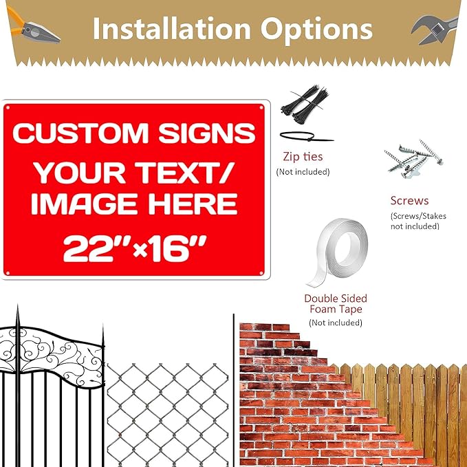 Personalized Aluminum Weatherproof Metal Sign - Multiple Sizes, Custom Text and Picture - Hazard, Garden, Custom Door Sign