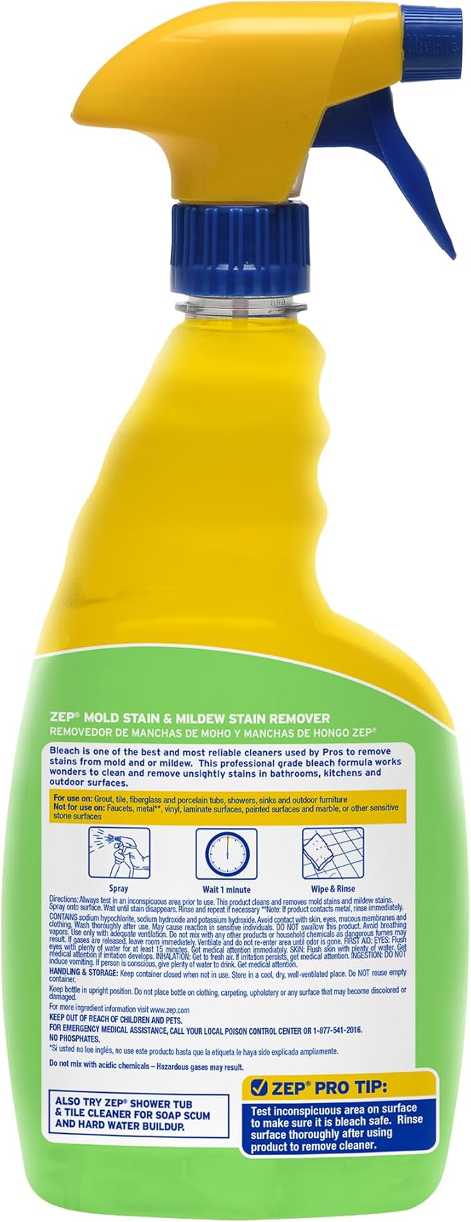 Zep Mold Stain and Mildew Stain Remover - 32 oz (Pack of 4) ZUMILDEW32 - Professional Strength No Scrub Formula