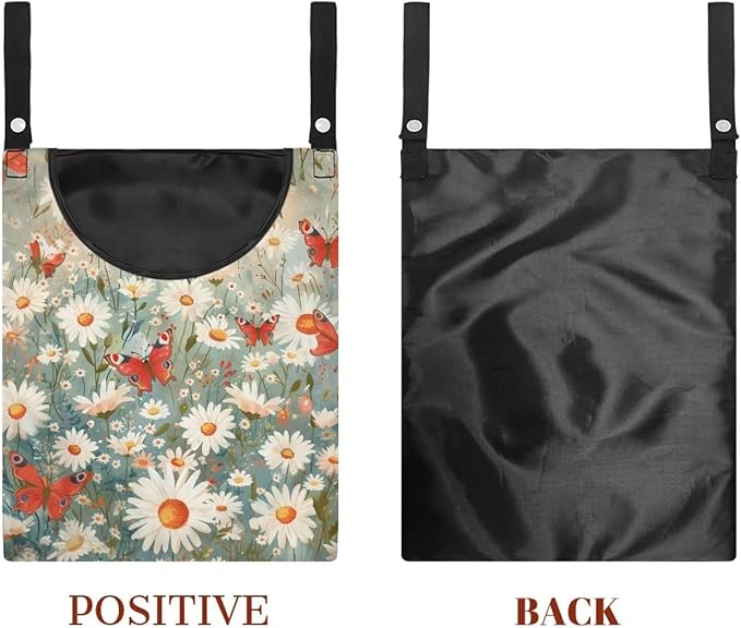 Daisy Clothespin Bag Butterfly Laundry Hanging Storage Organizer Clothes Pin Hanging Bags with Rope Clothespin Holder with an Space-Saving Opening for Clothesline Outdoor