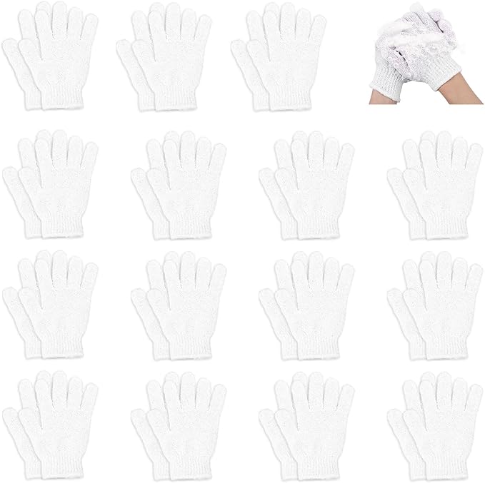60Pcs Exfoliating Gloves Bulk, Scrub Gloves Exfoliating Body Scrubber Glove Exfoliator for Body Scrub Mitt, Bath Gloves for Shower Exfoliating Shower Glove for Women Bathing Accessories(White)